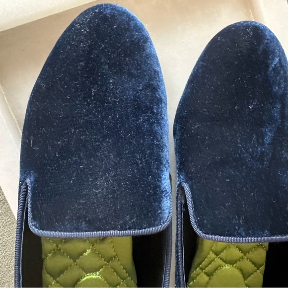 Birdies Navy Velvet Loafers - Picture 2 of 5
